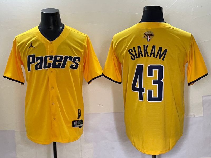 Men 2025 Indiana Pacers #43 Siakam Yellow Joint Name NBA Jersey style 2->->NBA Jersey